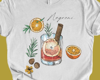 Watercolor Negroni Shirt - Elegant Cocktail Art Tee - Great Gift for Negroni Fans and Drink Connoisseurs - Negroni Time Shirt, Cocktail Art