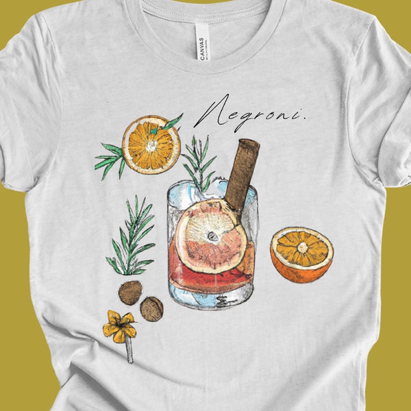 Water Color Cocktail Art T, Negroni Time Shirt, Cocktail Art Shirt - Cocktail Graphic T, Negroni T Shirt, Graphic T Shirt, Retro T Shirt,