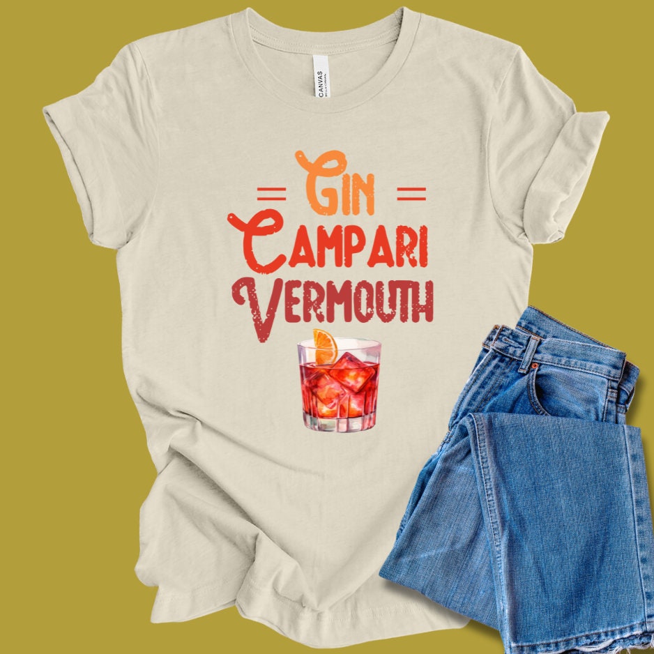 T-shirt en coton pour femme, imprimé cocktail Negroni