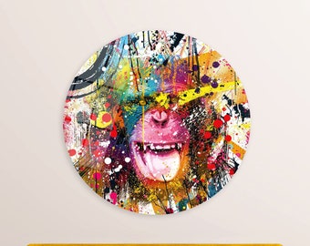 Abstracte aap graffiti muurkunst van gehard glas