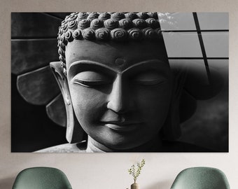 Tempered Glass, Gift For Her, Buddhist Canvas Poster, Buddha Wall Decor, 3D Wall Art, Bedroom Decor, Sculpture Canvas Poster, Modern Artwork