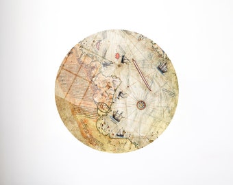 Piri Reis Map Wall Art: Vintage Antique Canvas Decor
