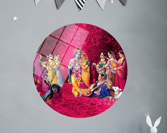 Regalo personalizado, arte mural abstracto, obra de Radha Krishna, arte de regalo hindú, decoración del hogar, póster de Radha Krishna, lienzo 3D hindú,