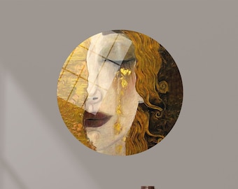 Gift for Her, The Golden Tears Canvas, Gustav Klimt Canvas, Printable Wall Art, Freya&#39;s Tears Glass, Klimt Woman Canvas, Woman Wall Decor