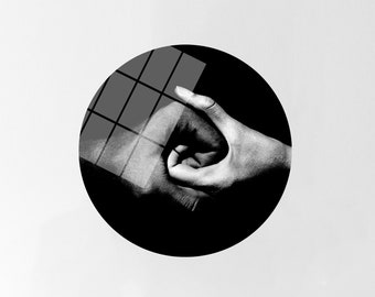 Yin Yang Hands Tempered Glass Wall Art: Black and White Decor