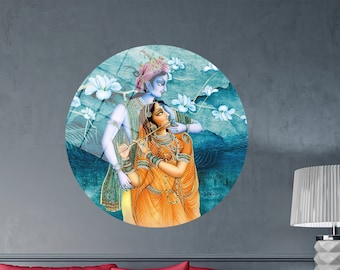 Gift For Him, Minimalist Wall Art, Famous 3D Canvas, Wall Art Prints, Radha Krishna Hindu Couple, Radha Krishna Canvas, Indian Home Decor,