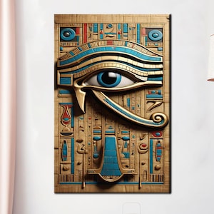 Egyptian Eye Canvas Art: Modern Tempered Glass Print