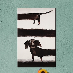 Abstract Dachshund Canvas Art: Surreal Dog Print, Bedroom Decor