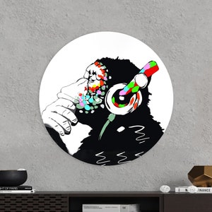 Banksy Thinking Monkey Art: Graffiti Music Canvas Print