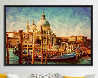 Bridesmaid Gifts, Personalized Gift For Her, Abstract Wall Decor, Venice Canvas, Italy Glass Art, Vintage Canvas Poster, City Wall Decor,