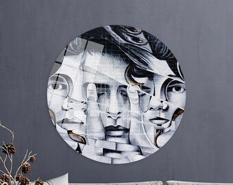 Woman Graffiti Art Glass: Trendy Street Art Wall Decor