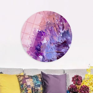 Arte de lienzo acrílico, impresiones de arte de pared, arte de pared rosa, lienzo moderno, regalo personalizado, arte de pared grande, cartel rosa, decoración de lienzo púrpura,