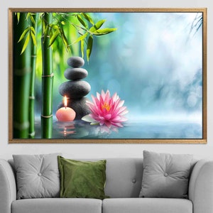 Aangepaste glasdruk kunst aan de muur, 3D kunst aan de muur, housewarming cadeau, gepersonaliseerd cadeau, Zen Stones canvas kunst, moderne wanddecoratie, spa decor