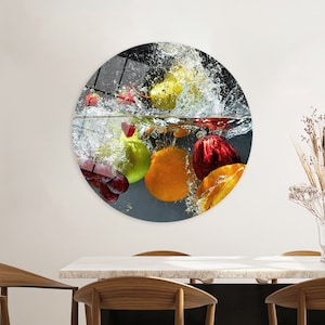 Früchte-Spritzer-Leinwand, Einweihungsgeschenk, Leinwand-Wandkunst, Fruchtspritzer im Wasser, Küchen-Wandkunst, Obst- und Wasser-Leinwandposter, Heimdekoration