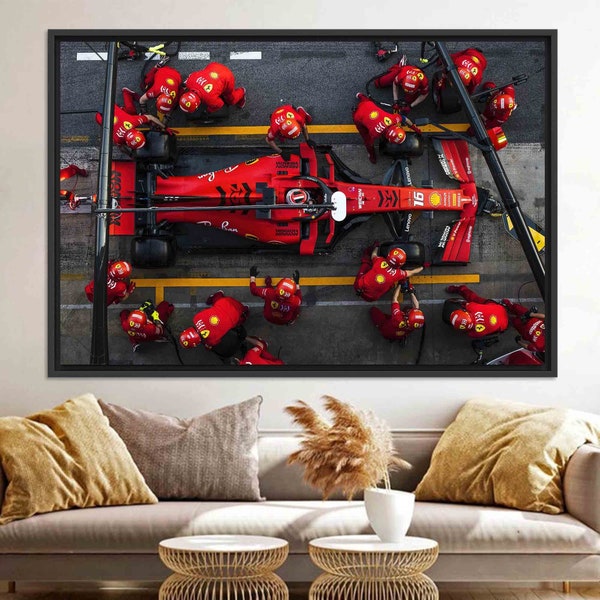 Charles Leclerc Wall Art, Formula One Pit Stop, Gift For Him, Ferrari Formula 1 Canvas, Formula One Pit Stop Wall Art, Boy Room Wall Decor,