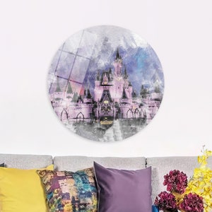 Abstrakte Wandbild, Mädchenzimmer Dekor, personalisiertes Geschenk, große Wandkunst, Disneyland Leinwand Geschenk, Baby Mädchen Wandkunst, Disney Poster, Wohnkultur