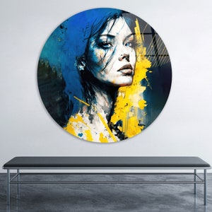 Abstract Woman Portrait Glass Wall Art: Modern Home Decor