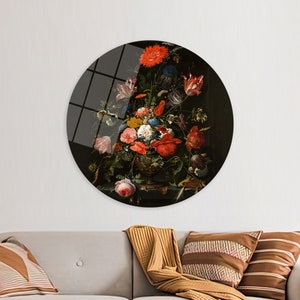 Póster de lienzo de jarrón, colgante de pared, lienzo floral, arte de lienzo de jarrón de flores, decoración del hogar, impresiones de arte de pared, regalo para ella, lienzo floral 3D vintage