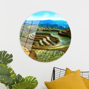 Banaue Rice Terraces Philippines Painted Glass, View Wall Hanging, Nature Landscape Canvas Art, Nature View Wall Art, Landscape 3D Table Art