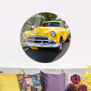 Classic Car Canvas Print: Vintage Yellow Car Wall Decor
