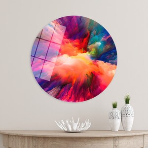 Bunte Wolke 3D Leinwand, Wandkunst, moderner Glasdruck, göttliche Farben Glasdekor, Baby Geschenk personalisiertes Plakat, Abstrack Leinwand Plakat,