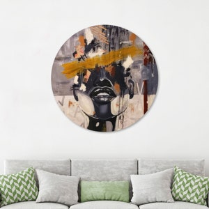 Abstract Woman Face Glass Art: Modern Bohemian Wall Decor