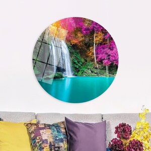 Waterfall Glass Wall Art: Nature View Landscape Print