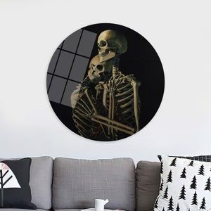 Geschenk für Zuhause, personalisiertes Geschenk für Papa, Skelett-Kunstwerk, umarmendes Paar-Schädel, Schlafzimmerdekoration, umarmendes Paar-Schädel-Poster, Loft-Dekor