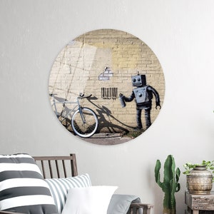 3D Canvas, Home Decor, Framed Wall Art, Modern Art,  Glass Printing, Banksy Robot Canvas, Painting Canvas, Housewarming Gift, Street Canvas,