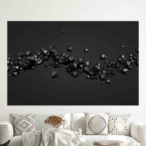 3d Effect Glass, Polygonal Spheres Glass Printing, Modern Canvas Gift, Polygonal Spheres Canvas Decor, Modern Canvas Wall Art Decor, 3D Art,