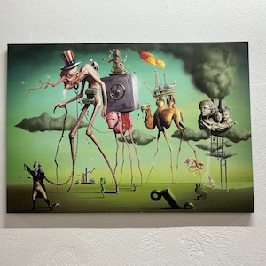 Wall Hangings, Salvador Dali The American Dream, Bedroom Decor, Salvador Dali Canvas, Abstract Wall Art, Reproduction Canvas Print,