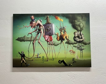 Wall Hangings, Salvador Dali The American Dream, Bedroom Decor, Salvador Dali Canvas, Abstract Wall Art, Reproduction Canvas Print,