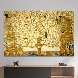 Tree Life Glass Art, Gustav Klimt Gift Canvas, The Tree Of Life Canvas, Tree Life Canvas Art, Klimt Print Art, Klimt Tree Wall Art,Gift Art