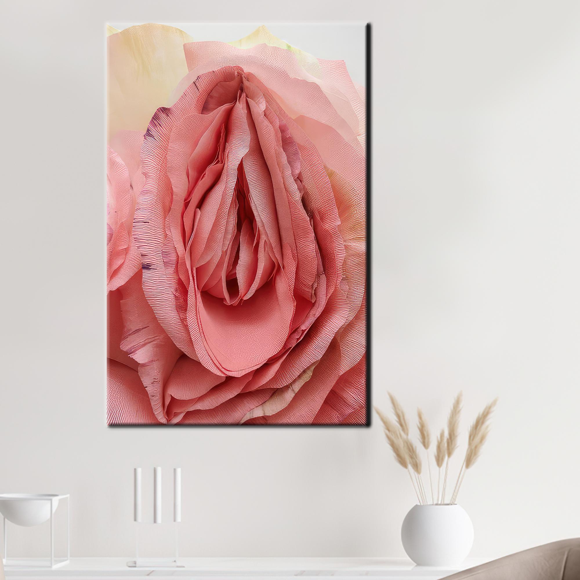 Rose Vagina Glass Wall, Mural Art, Rose Tempered Glass, Abstract Rose Glass Decor, Nude Wall Decoration, Wall Decoration,