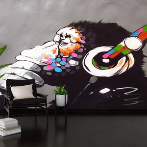 Druckbare Wandkunst, Tapete abziehen und aufkleben, Wandkunst, Affen Wandkunst, Street Wall Poster, Graffiti Wand Poster,