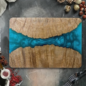 Holz & Blau Epoxy Schneidebrett: Ocean Flow Art
