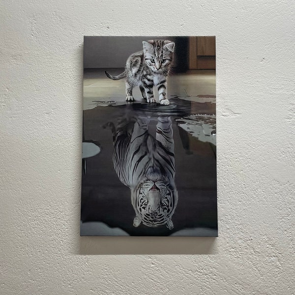 Geschenke, Tiger Reflection Katze, Motivation Kunstwerk, personalisiertes Geschenk, Tier gedruckt, süße Katze Wandkunst, Katze Loevr Geschenk, Motivation Wandkunst,