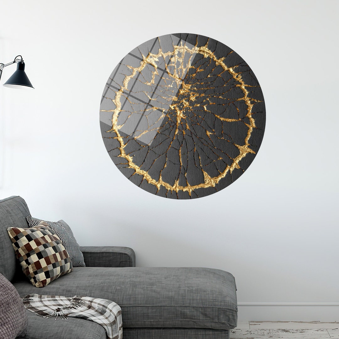 Kintsugi Wall Art, Wedding Gift, Personalized Glass, Black and Gold ...