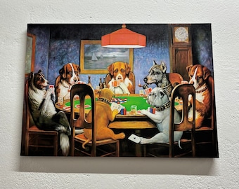 Playing Room Canvas, Cassius Marcellus Coolidge A Bold Bluff Dogs Art, Dogs Playing Poker Wall Art, Modern Canvas Print, Abstract Wall Art,