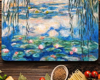 Lotus Flower Tempered Glass Cutting Board: Floral Kitchen Decor