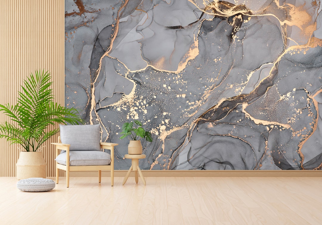 Do It Yourself, Decals for Walls, Gift for Him, Gray and Gold Marble