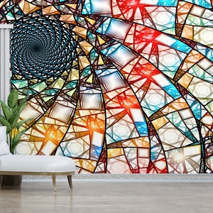 Art Deco Fractal Glass Effect Wallpaper Mural: 3D Origami Wall Art