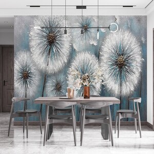 3D Paper Art, Wallpaper Patent, Custom Wall Paper, Housewarming Gift, Dandelion Wall Decals, Dandelion Lover Gift Wall Mural, 3D Wall Paper image 5