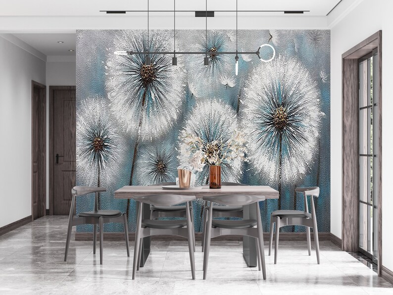 3D Paper Art, Wallpaper Patent, Custom Wall Paper, Housewarming Gift, Dandelion Wall Decals, Dandelion Lover Gift Wall Mural, 3D Wall Paper image 5