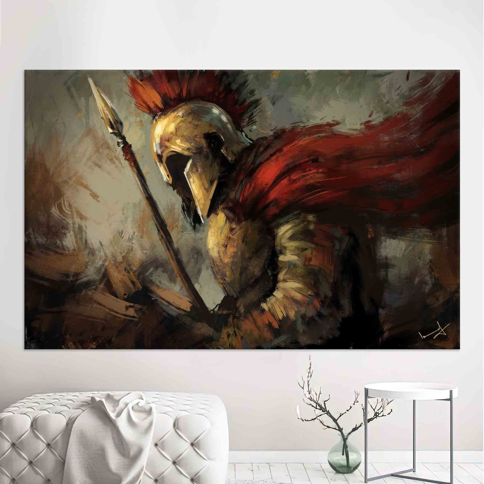 レア/SKOLOCT/CANVAS/ART/3 Spartan Hero Canvas Art: Modern Home Decor, Tempered Glass Option