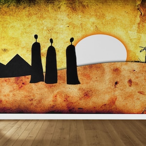 3D Printing Art, 3D Origami, Room Wall Decor, Handmade Gift, African Landscape Mural, Abstract Sunset Paper Art, Abstract Mural, Paper Craft