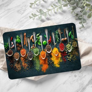 Spices Tempered Glass Cutting Board: Colorful Kitchen Decor