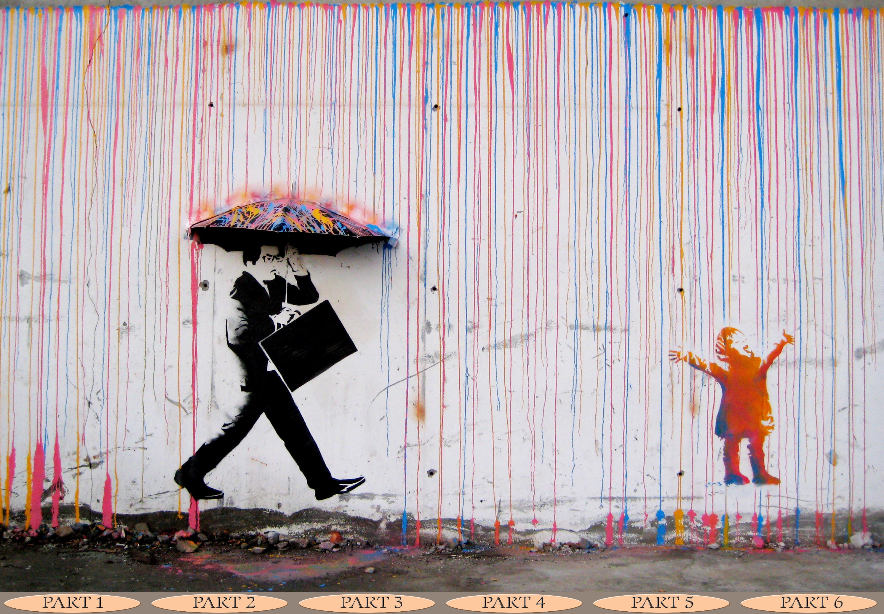 Banksy Graffiti Art Print: Colorful Rain, Street Art Wall Decor - Etsy