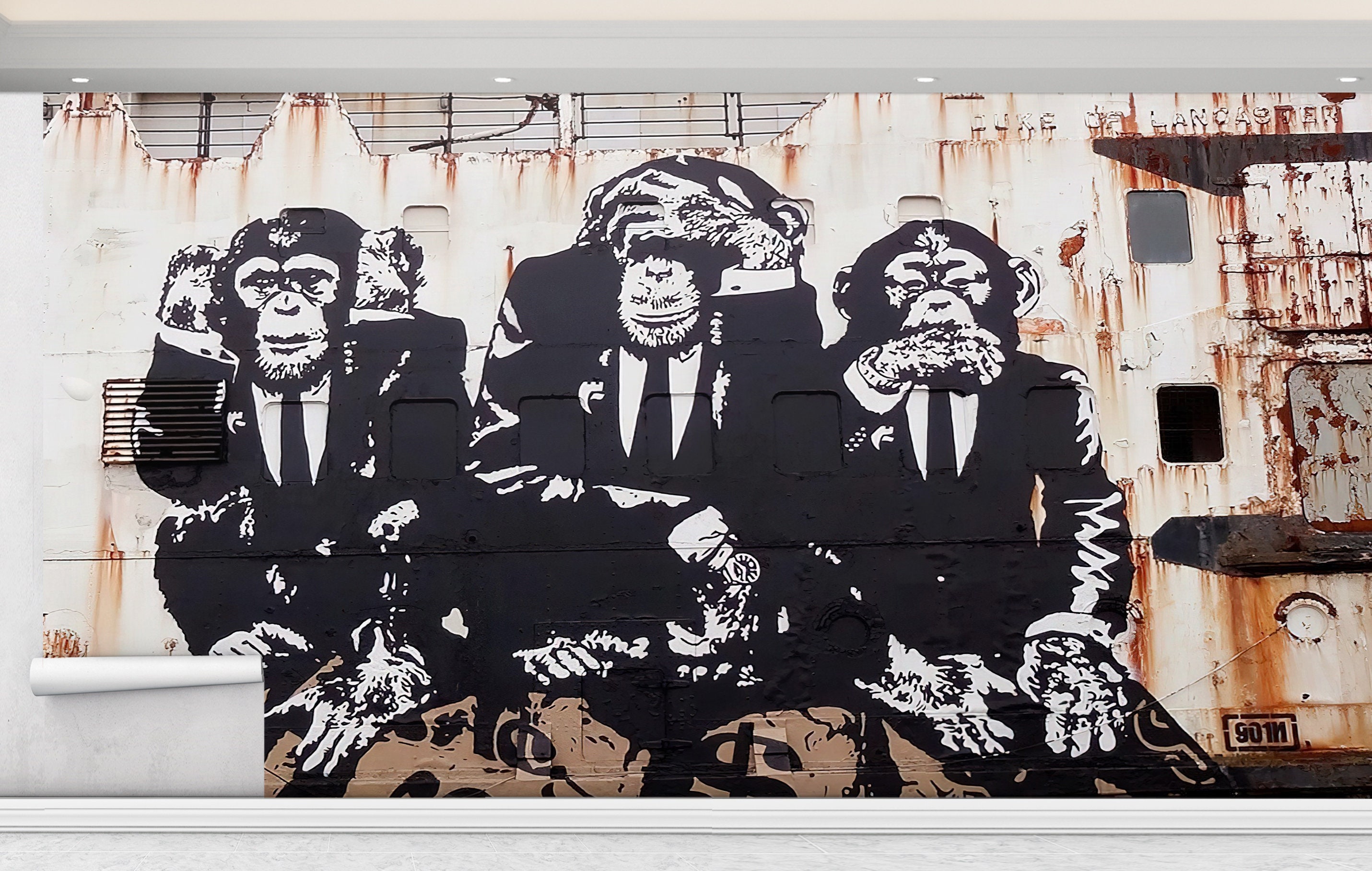 Banksy Three Wise Monkeys Wall Art: Canvas Print, Framed, or Glass - Etsy