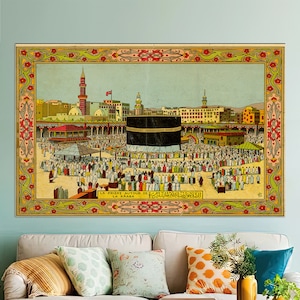 Arte de parede islâmica, Arte de parede Kaaba, Arte muçulmana, Kaaba, Tela de arte de inauguração de casa muçulmana, Decoração de casa, Presente muçulmano, Arte em tela de presente Ramadan Eid,